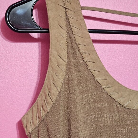 Gimmicks XS Beige Sleeveless Knit Top Lace Details V-Neck Back Cotton Blend Boho - Picture 9 of 14